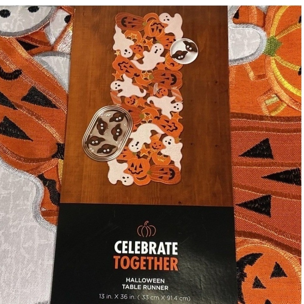 Celebrate Together Halloween 2pc Table Runner Placemat Ghost Pumpkin NWT